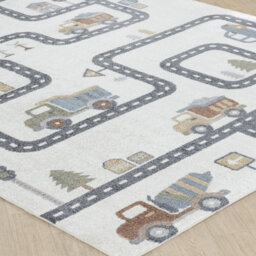 Livabliss Round Lillian-Kids Beige Grey Orange Blue Washable Rug For Children's Rooms 160 X 160 Cm Easy Care, Non Shedding - thumbnail 6