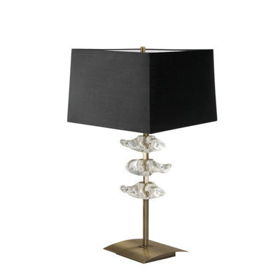 Luminosa Lighting Luminosa Akira Table Lamp 2 Light E27, Antique Brass With Black Shade - image 1