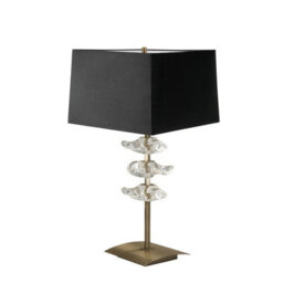 Luminosa Lighting Luminosa Akira Table Lamp 2 Light E27, Antique Brass With Black Shade
