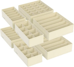Songmics Set Of 8 Underwear Drawer Organisers, Drawer Dividers,fabric Storage Boxes For Closet Wardrobe Shelves, Sand Beige - thumbnail 1
