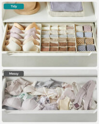 Songmics Set Of 8 Underwear Drawer Organisers, Drawer Dividers,fabric Storage Boxes For Closet Wardrobe Shelves, Sand Beige - thumbnail 3