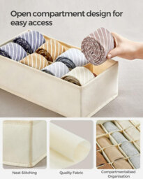 Songmics Set Of 8 Underwear Drawer Organisers, Drawer Dividers,fabric Storage Boxes For Closet Wardrobe Shelves, Sand Beige - thumbnail 6