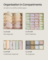 Songmics Set Of 8 Underwear Drawer Organisers, Drawer Dividers,fabric Storage Boxes For Closet Wardrobe Shelves, Sand Beige - thumbnail 4