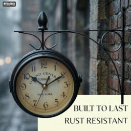 Paddington Double Sided Outdoor Wall Clock Vintage Metal Garden Clock Weather Resistant Analogue Hanging Clock For Patio And Home - thumbnail 8