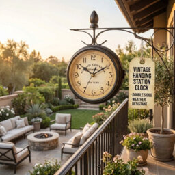 Paddington Double Sided Outdoor Wall Clock Vintage Metal Garden Clock Weather Resistant Analogue Hanging Clock For Patio And Home - thumbnail 4