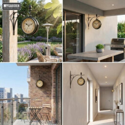 Paddington Double Sided Outdoor Wall Clock Vintage Metal Garden Clock Weather Resistant Analogue Hanging Clock For Patio And Home - thumbnail 9