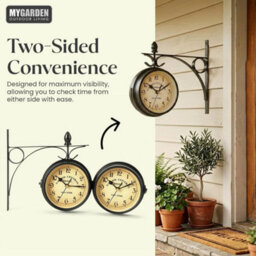 Paddington Double Sided Outdoor Wall Clock Vintage Metal Garden Clock Weather Resistant Analogue Hanging Clock For Patio And Home - thumbnail 7