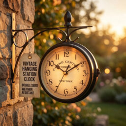 Paddington Double Sided Outdoor Wall Clock Vintage Metal Garden Clock Weather Resistant Analogue Hanging Clock For Patio And Home - thumbnail 5