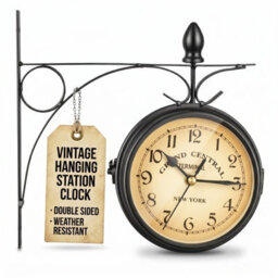 Paddington Double Sided Outdoor Wall Clock Vintage Metal Garden Clock Weather Resistant Analogue Hanging Clock For Patio And Home - thumbnail 6