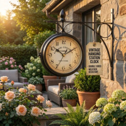 Paddington Double Sided Outdoor Wall Clock Vintage Metal Garden Clock Weather Resistant Analogue Hanging Clock For Patio And Home - thumbnail 2