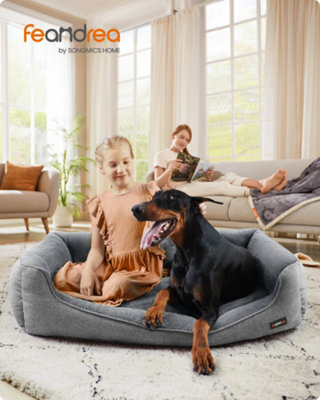LEDREM Dog Bed, Linen-Look Pet Bed, Dog Sofa Bed With Raised Edges, Non-Slip Bottom, Removable Washable Cover, Xxl - image 1