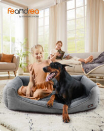 Feandrea Dog Bed, Linen-Look Pet Bed, Dog Sofa Bed With Raised Edges, Non-Slip Bottom, Removable Washable Cover, Xxl