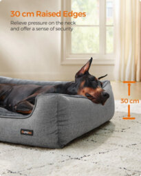LEDREM Dog Bed, Linen-Look Pet Bed, Dog Sofa Bed With Raised Edges, Non-Slip Bottom, Removable Washable Cover, Xxl - thumbnail 6