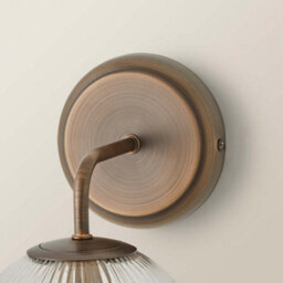Valuelights Kempton Pair Of Brushed Brass Wall Lights With Ribbed Globe Shade - thumbnail 6