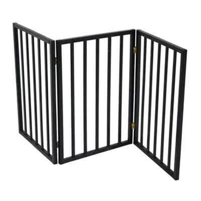 Oypla Black Dog Safety Folding Wooden Pet Gate Portable Barrier - image 1