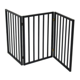Oypla Black Dog Safety Folding Wooden Pet Gate Portable Indoor Barrier