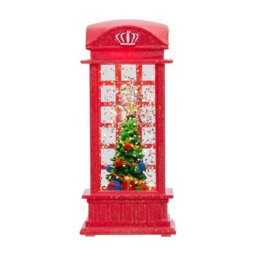 Living And Home 3 Pack Christmas Red Telephone Box Snow Globe Led Lantern Festive Tabletop Decoration - thumbnail 7