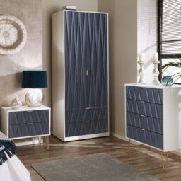 Diamond Ready Assembled Matt Indigo & White Media Unit & 4 Drawers, (H)112Cm X (W)50.5Cm X (D)41.5Cm - thumbnail 3