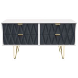 Diamond Ready Assembled Matt Indigo & White Media Unit & 4 Drawers, (H)112Cm X (W)50.5Cm X (D)41.5Cm - thumbnail 2
