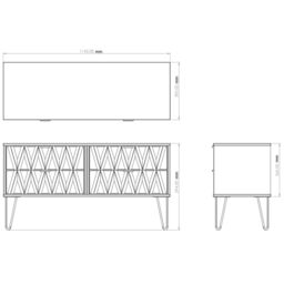 Diamond Ready Assembled Matt Indigo & White Media Unit & 4 Drawers, (H)112Cm X (W)50.5Cm X (D)41.5Cm - thumbnail 4