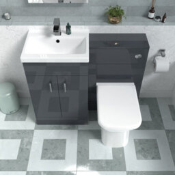 Nes Home Dark Grey Vanity Basin Cabinet, Wc Unit & Rimless Back To Wall Toilet - thumbnail 3