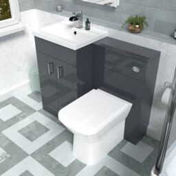 Nes Home Dark Grey Vanity Basin Cabinet, Wc Unit & Rimless Back To Wall Toilet - thumbnail 4