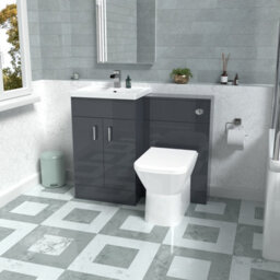 Nes Home Dark Grey Vanity Basin Cabinet, Wc Unit & Rimless Back To Wall Toilet - thumbnail 1