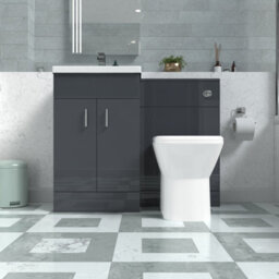 Nes Home Dark Grey Vanity Basin Cabinet, Wc Unit & Rimless Back To Wall Toilet - thumbnail 2
