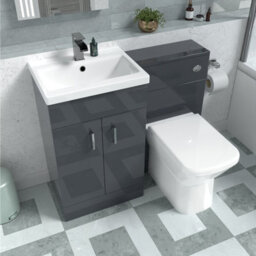 Nes Home Dark Grey Vanity Basin Cabinet, Wc Unit & Rimless Back To Wall Toilet - thumbnail 5