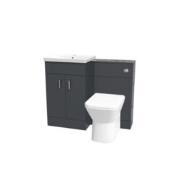 Nes Home Dark Grey Vanity Basin Cabinet, Wc Unit & Rimless Back To Wall Toilet - thumbnail 6