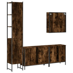 Berkfield 4 Piece Bathroom Cabinet Set Smoked Oak Engineered Wood - thumbnail 8