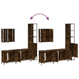 Berkfield 4 Piece Bathroom Cabinet Set Smoked Oak Engineered Wood - thumbnail 9