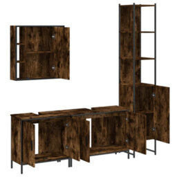 Berkfield 4 Piece Bathroom Cabinet Set Smoked Oak Engineered Wood - thumbnail 5