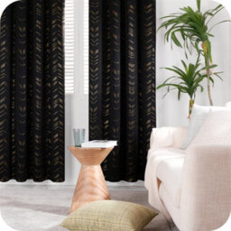 Deconovo Foil Printed Blackout Curtains 46 X 54 Inch Black 2 Panels Thermal Insulated Window Eyelet Curtains Bedroom Curtains - thumbnail 3