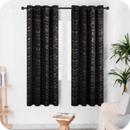 Deconovo Foil Printed Blackout Curtains 46 X 54 Inch Black 2 Panels Thermal Insulated Window Eyelet Curtains Bedroom Curtains - thumbnail 2