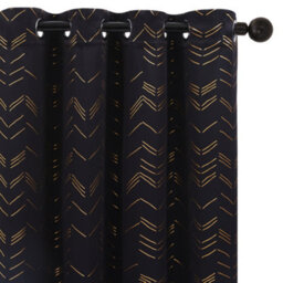 Deconovo Foil Printed Blackout Curtains 46 X 54 Inch Black 2 Panels Thermal Insulated Window Eyelet Curtains Bedroom Curtains - thumbnail 1