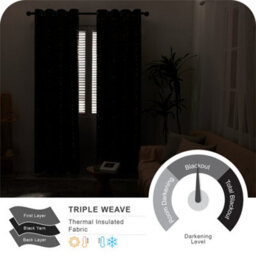 Deconovo Foil Printed Blackout Curtains 46 X 54 Inch Black 2 Panels Thermal Insulated Window Eyelet Curtains Bedroom Curtains - thumbnail 4