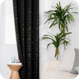 Deconovo Foil Printed Blackout Curtains 46 X 54 Inch Black 2 Panels Thermal Insulated Window Eyelet Curtains Bedroom Curtains - thumbnail 6