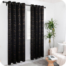 Deconovo Foil Printed Blackout Curtains 46 X 54 Inch Black 2 Panels Thermal Insulated Window Eyelet Curtains Bedroom Curtains - thumbnail 5