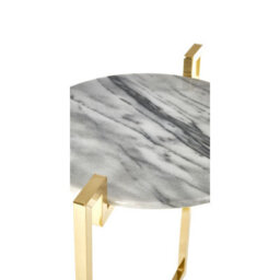 Orsina Versatile White Marble Side Table With Warm Gold Base, Durable Side Table By Couch, Elegant Lounge Table - thumbnail 3