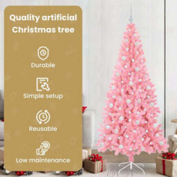 Vidaxl Christmas Tree With 300 Leds With Stand Pink 210 Cm Pvc - thumbnail 7