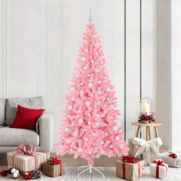 Vidaxl Christmas Tree With 300 Leds With Stand Pink 210 Cm Pvc - thumbnail 1