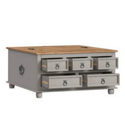 Mercers Furniture Corona Grey Wax 5 Drawer Storage Chest Coffee Table Solid Wood Mexican Pine Wooden - thumbnail 6