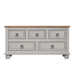 Mercers Furniture Corona Grey Wax 5 Drawer Storage Chest - thumbnail 3
