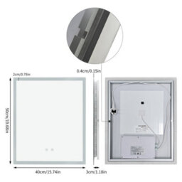 Luvodi 400X500mm Backlit Led Bathroom Mirror, Anti-Fog, 3 Colors Light, Dimmable Smart Makeup Mirror With Touch Switch - thumbnail 2