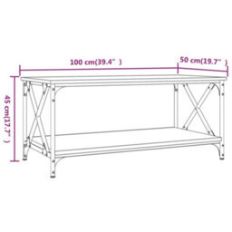 Berkfield Coffee Table Smoked Oak 100X50X45 Cm Engineered Wood And Iron - thumbnail 8