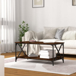 Berkfield Coffee Table Smoked Oak 100X50X45 Cm Engineered Wood And Iron - thumbnail 3