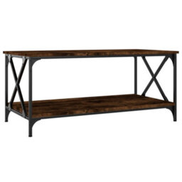 Berkfield Coffee Table Smoked Oak 100X50X45 Cm Engineered Wood And Iron - thumbnail 2