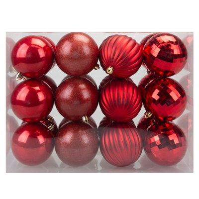 Christmas Bauble Decoration Hanging Tree Ornament X 24 8Cm Red - image 1