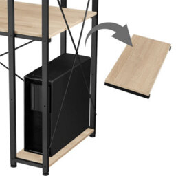 Tectake Desk Hershey - Integrated Shelf With 3 Compartments 61 Cm - Industrial Wood Light, Oak Sonoma - thumbnail 4
